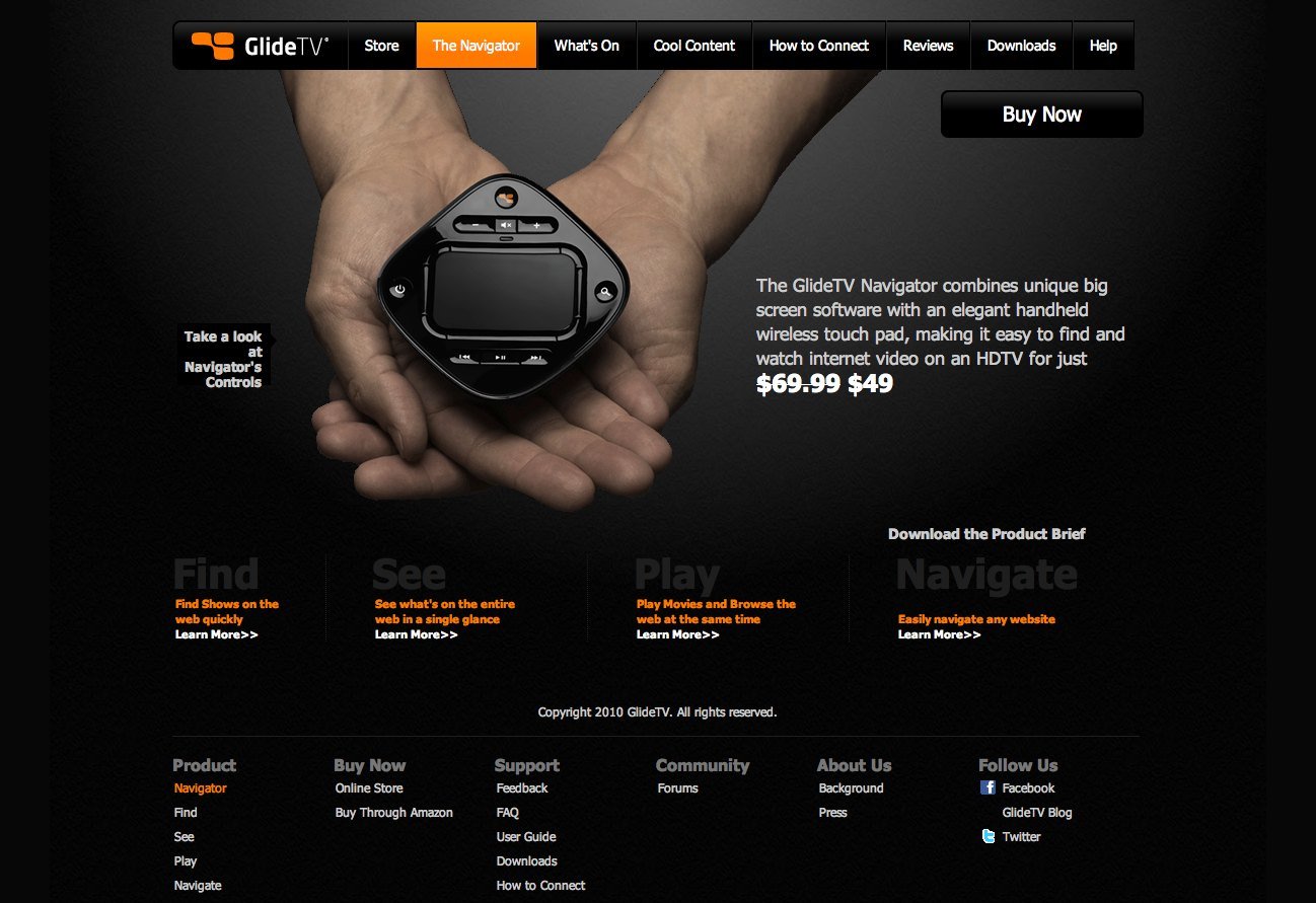 GlideTV Navigator held in hands