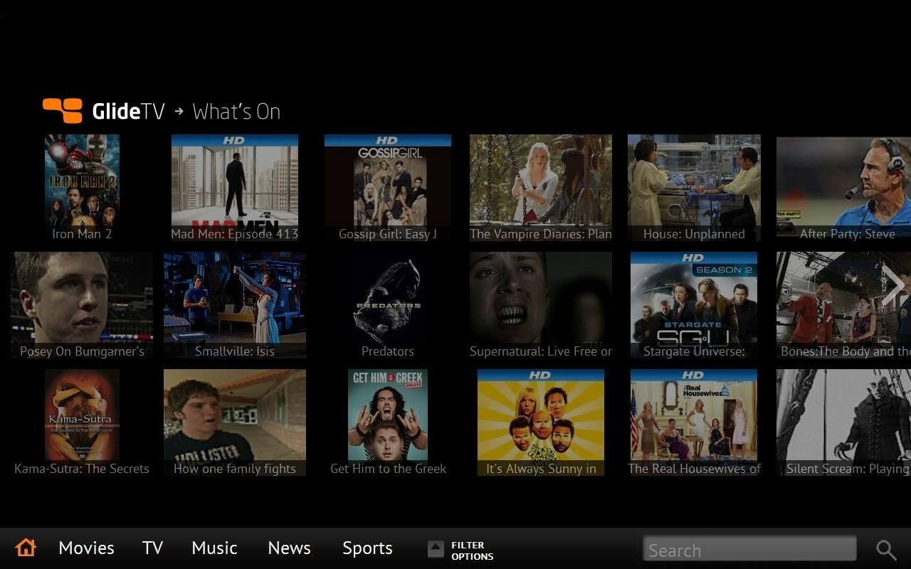 GlideTV What's On interface